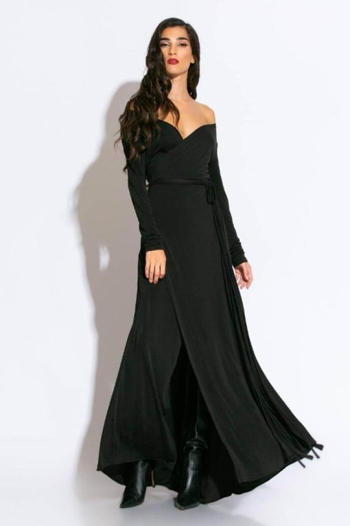 Φόρεμα Ζέρσει Κρουαζέ Μαύρο-snob boutique