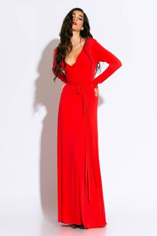 Φόρεμα Ζέρσει Κρουαζέ Κόκκινο-snob boutique