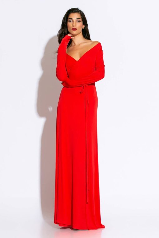 Φόρεμα Ζέρσει Κρουαζέ Κόκκινο- Snob Boutique