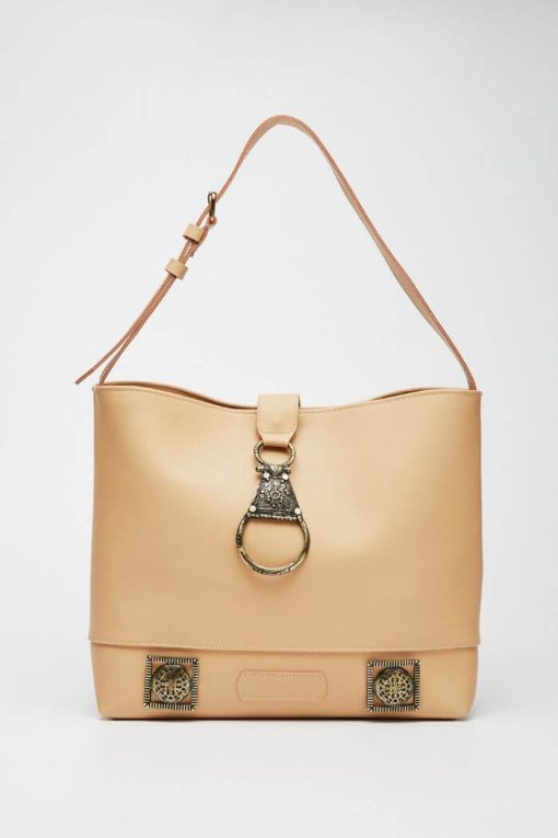 Τσάντα Ώμου Γυναικεία Δέρμα Quinn Beige-Snob Boutique