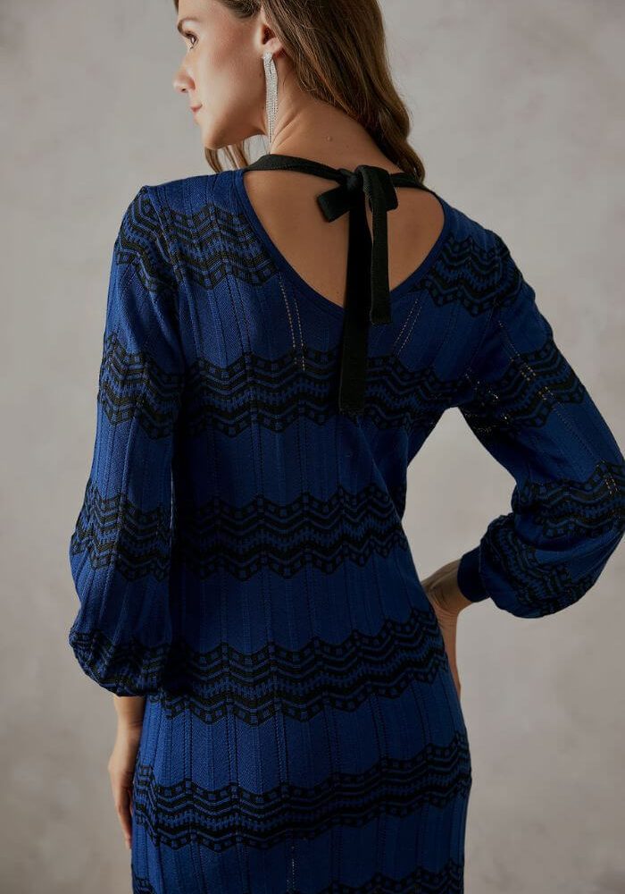Φόρεμα Midi Μαύρο/Μπλε-Snob Boutique
