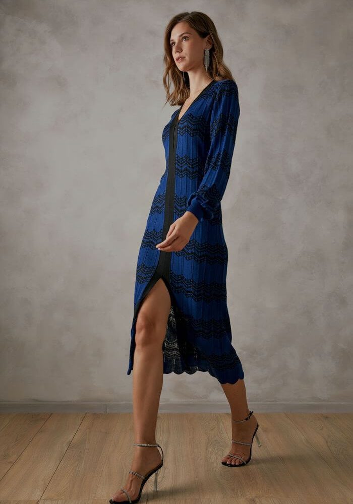 Φόρεμα Midi Μαύρο/Μπλε-Snob Boutique