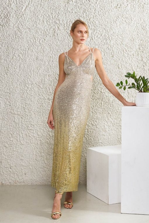 Φόρεμα Μάξι Από Ντεγκραντέ Παγιέτα-Snob Boutique