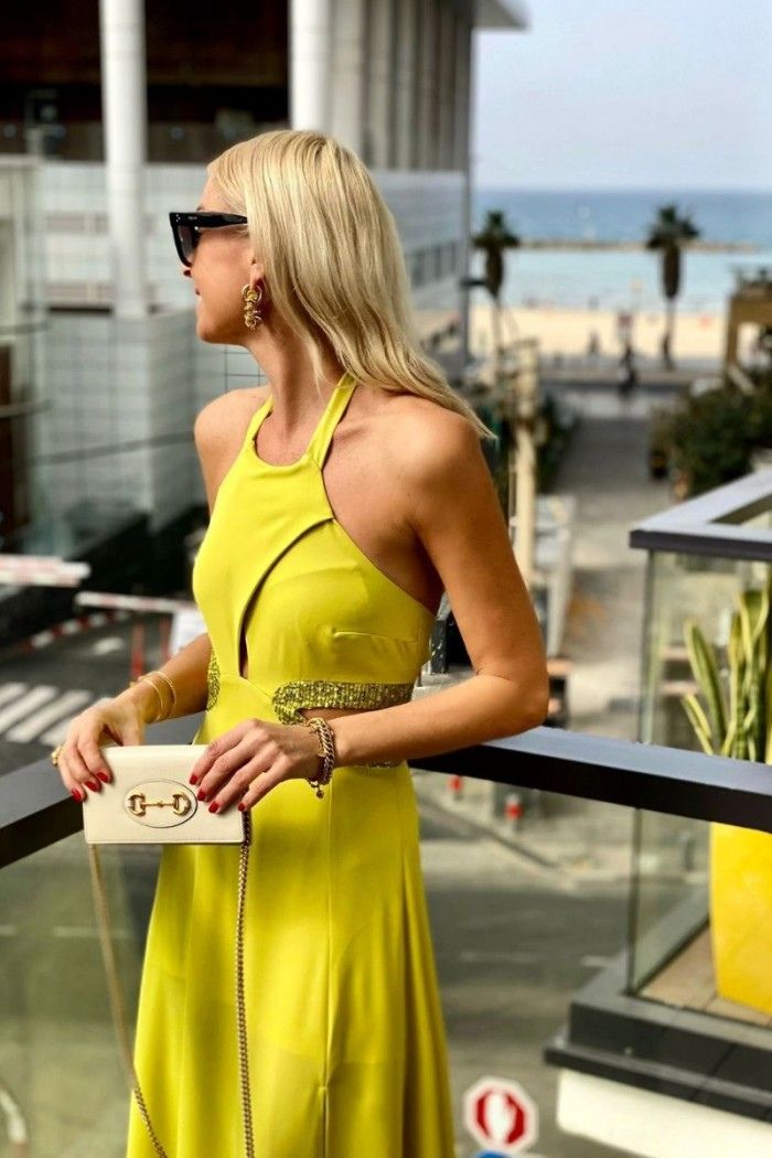 Φόρεμα Μάξι Με Άνοιγμα Lime-Snob Boutique