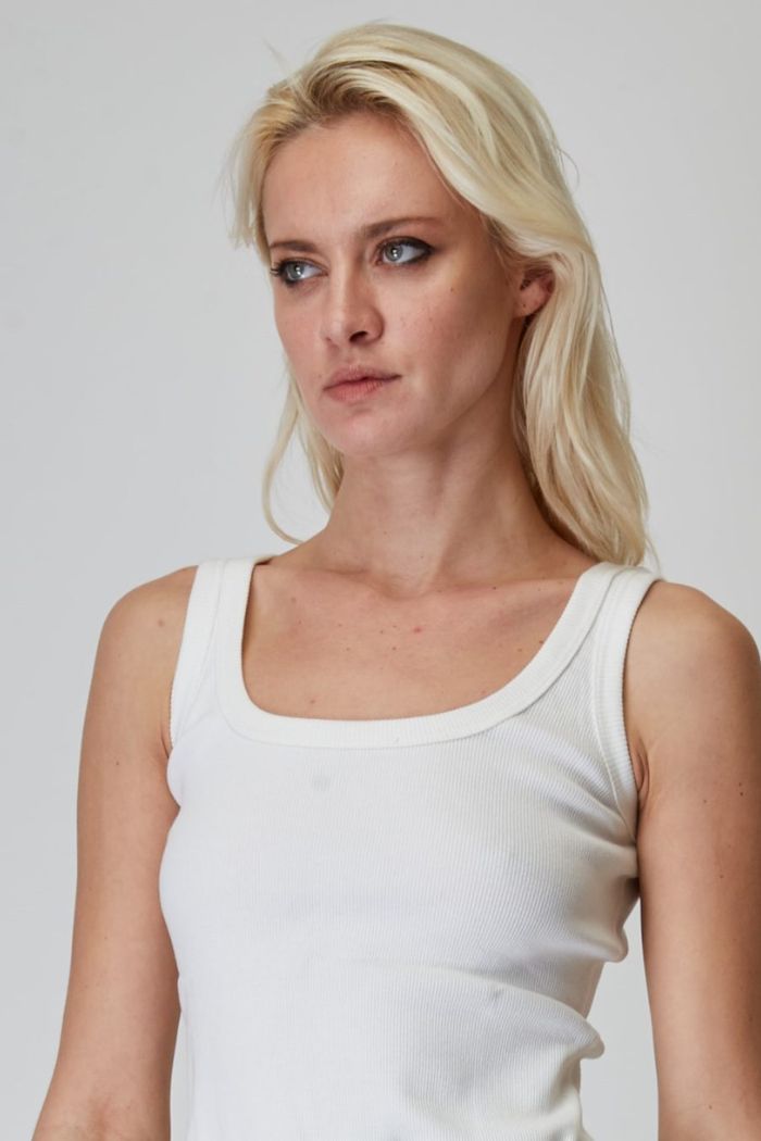 Μπλούζα Γυναικεία Φανελάκι Rib Λευκό-Snob Boutique