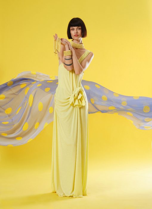 Φόρεμα Maxi με Λεπτομέρεια Λουλούδι Lime-Snob Boutique
