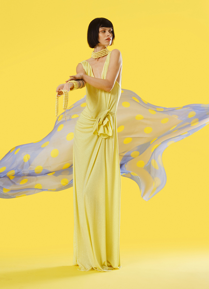Φόρεμα Maxi με Λεπτομέρεια Λουλούδι Lime-Snob Boutique