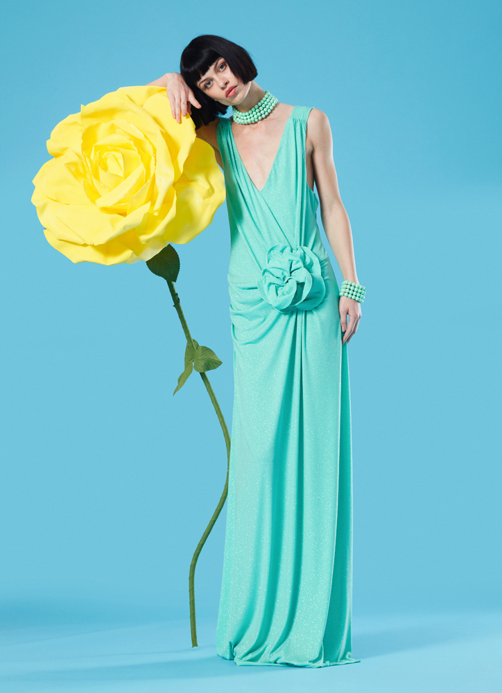 Φόρεμα Maxi με Λεπτομέρεια Λουλούδι Lime (Αντιγραφή)-Snob Boutique