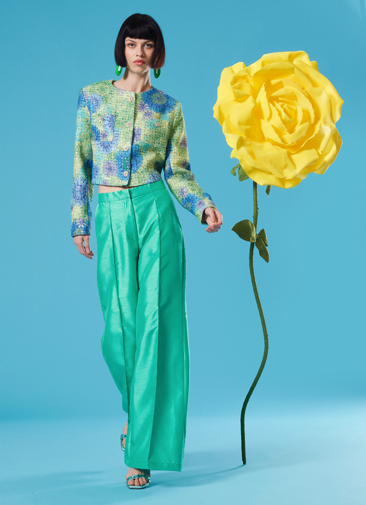 Σακάκι Γυναικείο Λινό Floral Πράσινο-Snob Boutique