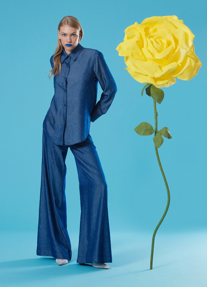Παντελόνι Γυναικείο Τζιν με Στρας Μπλε-Snob Boutique