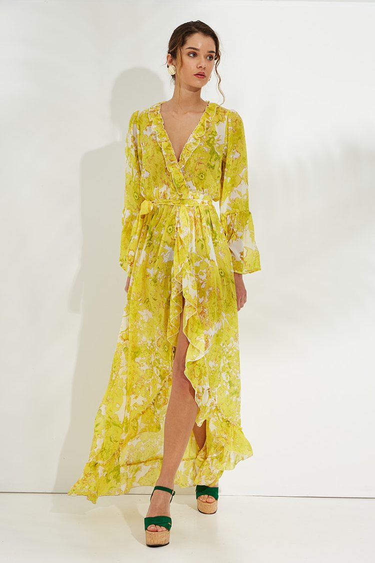 Φόρεμα Μακρύ Chiffon Κίτρινο-Snob Boutique