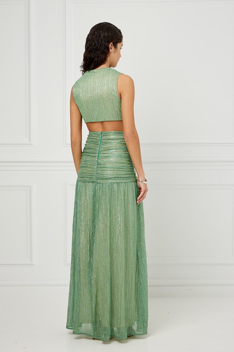 Φόρεμα Maxi με Ανοιχτή Μέση Πράσινο-Snob Boutique