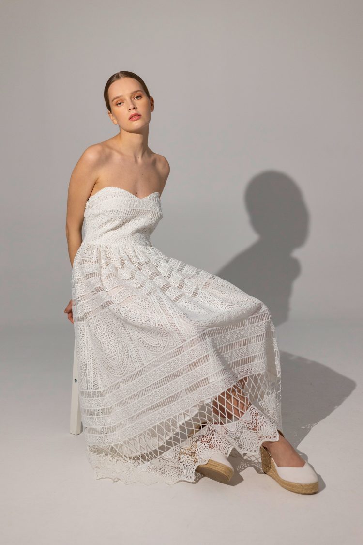 Φόρεμα Midi Κέντημα Άσπρο-Snob Boutique